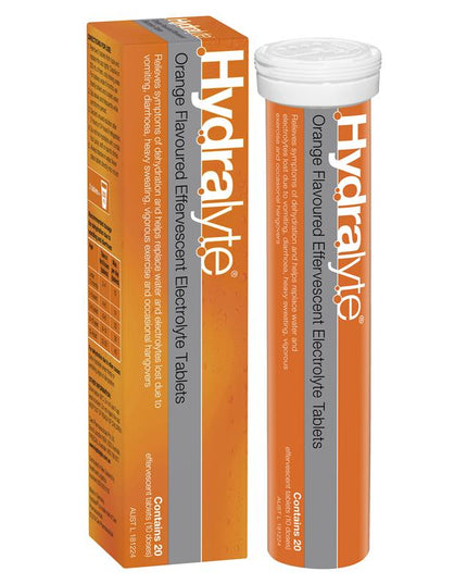 Hydralyte Electrolyte Effervescent Orange 20 Tablets