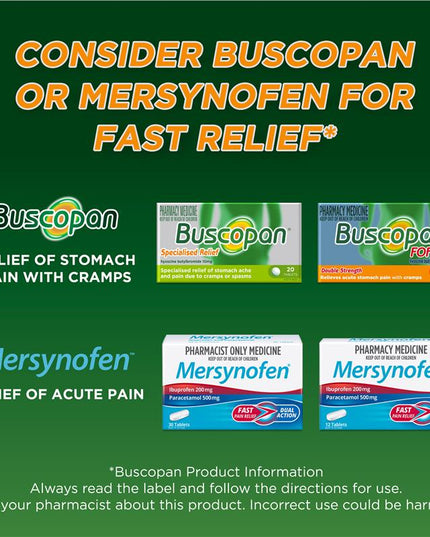 Buscopan Forte Stomach Cramps Pain Relief 20mg Tablets 10 Pack
