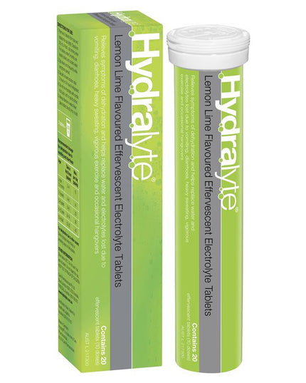 Hydralyte Effervescent Lemon Lime Electolyte Tablets 20 Pack