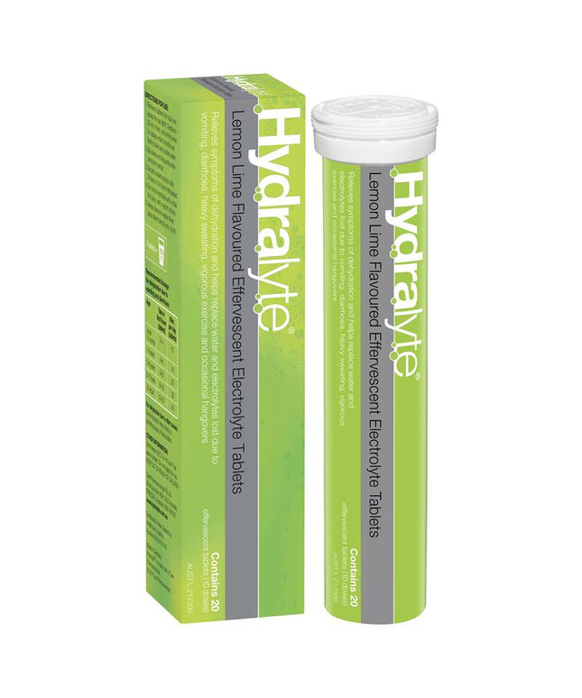 Hydralyte Effervescent Lemon Lime Electolyte Tablets 20 Pack