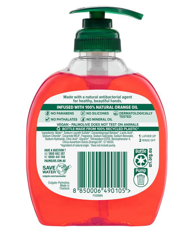 Palmolive Antibacterial 2 Hour Defence Liquid Hand Wash Orange Pump 250mL