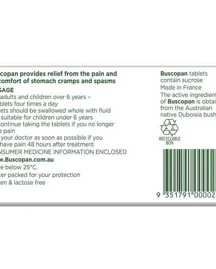 Buscopan Stomach Cramps Pain Relief 10mg Tablets 20 Pack