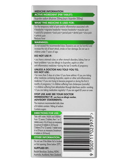 Nurofen Zavance Fast Pain Relief Tablets 256mg Ibuprofen 96 Pack