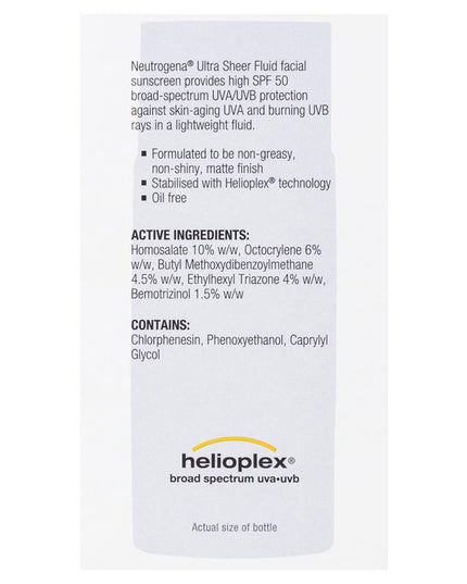 Neutrogena Ultra Sheer Face Fluid Facial Sunscreen SPF 50 40ml