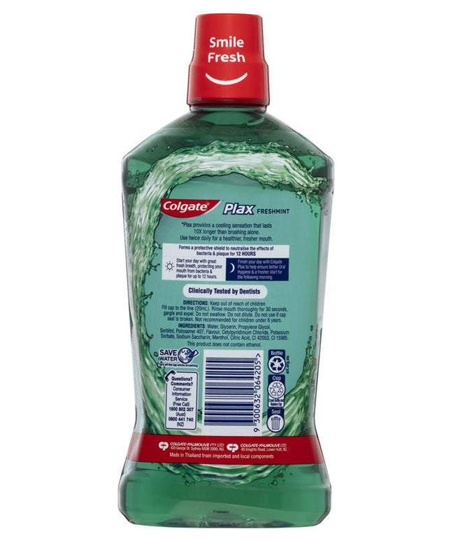Colgate Plax Alcohol Free Antibacterial Mouthwash Freshmint 1L
