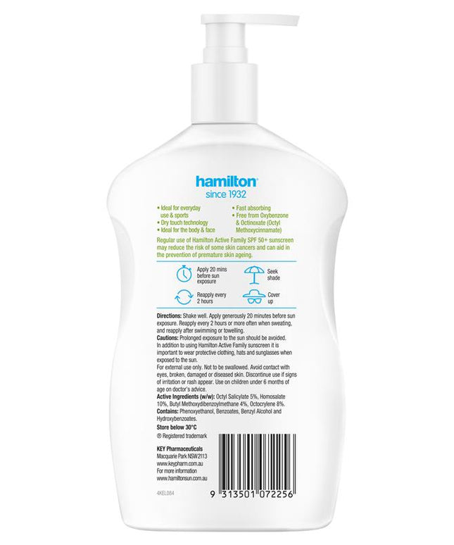 Hamilton Sun SPF 50+ Active Family Lotion 500ml