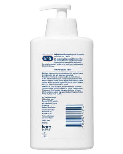 E45 Moisturising Lotion for Dry Skin 500ml