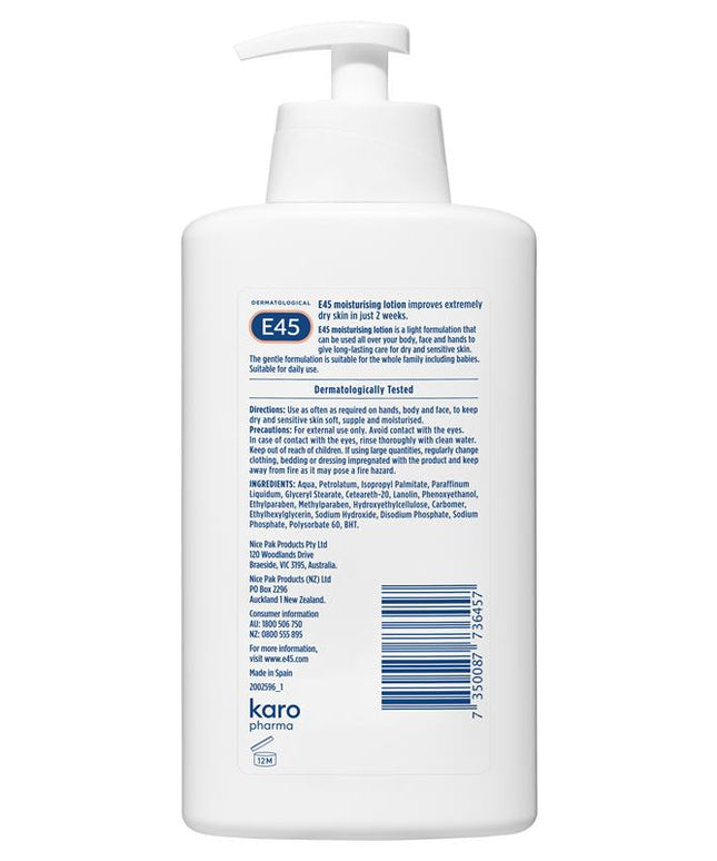E45 Moisturising Lotion for Dry Skin 500ml
