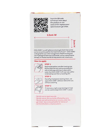 Cica Care Scar Silicone Gel Sheet 3cm x 12cm