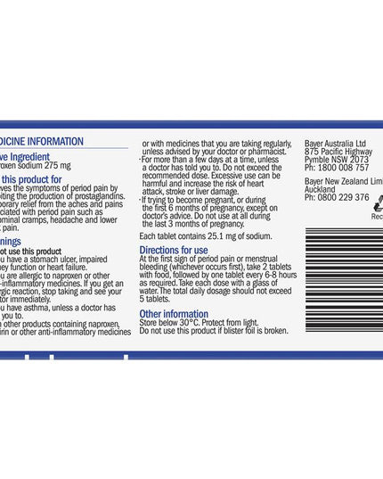 Naprogesic 275mg Tablets 12 Pack