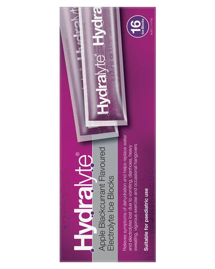 Hydralyte Rehydration Ice Blocks Apple Blackcurrant 16 Pack