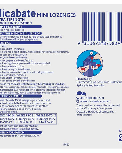 Nicabate Minis 4mg 20 Lozenges