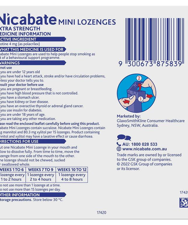 Nicabate Minis 4mg 20 Lozenges