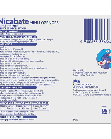 Nicabate Minis 4mg 60 Lozenges