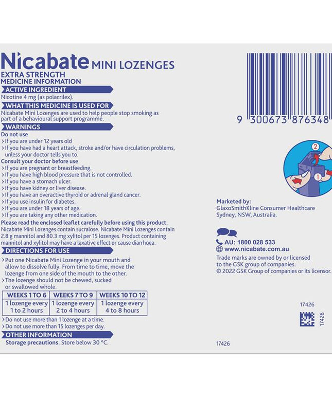 Nicabate Minis 4mg 60 Lozenges