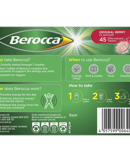 Berocca Energy Original Berry 45 Effervescent Tablets