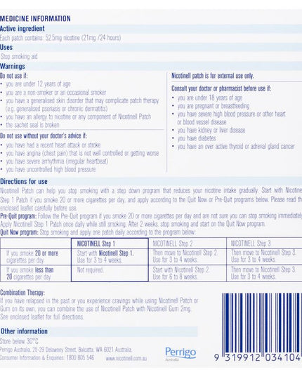 Nicotinell Patch 21mg 7 Patches
