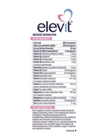 Elevit Pre-conception & Pregnancy 30 Tablets