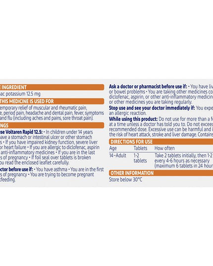 Voltaren Rapid 12.5, Pain Relief Tablets 10