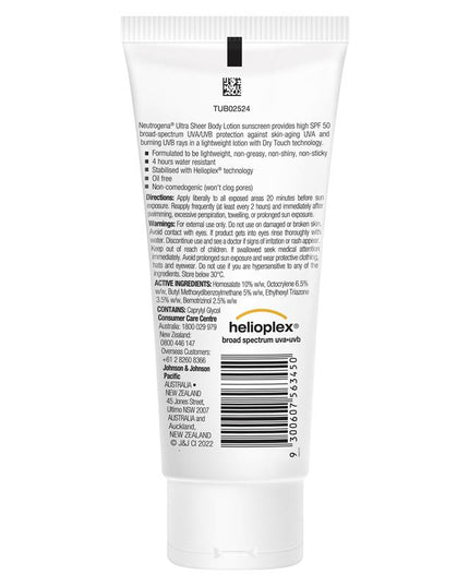 Neutrogena Ultra Sheer Body Lotion Sunscreen SPF 50 85ml