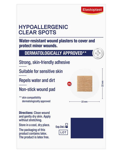 Elastoplast 76334 Sensitive Transparent Hypoallergenic Spot 24 Strips