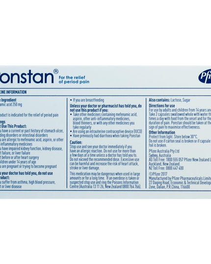 Ponstan 250mg Capsules 20