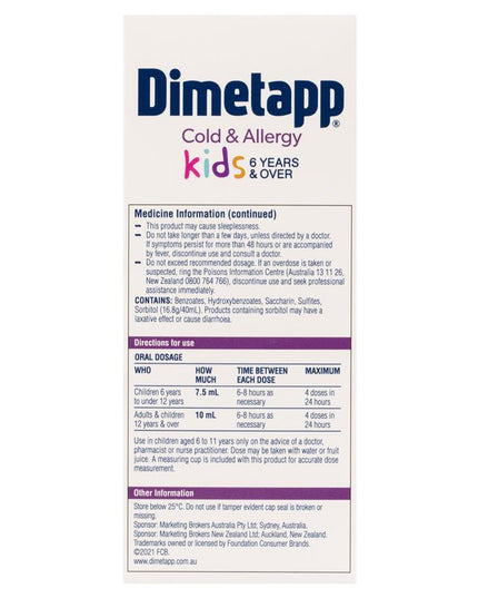 Dimetapp Cold and Allergy 200mL