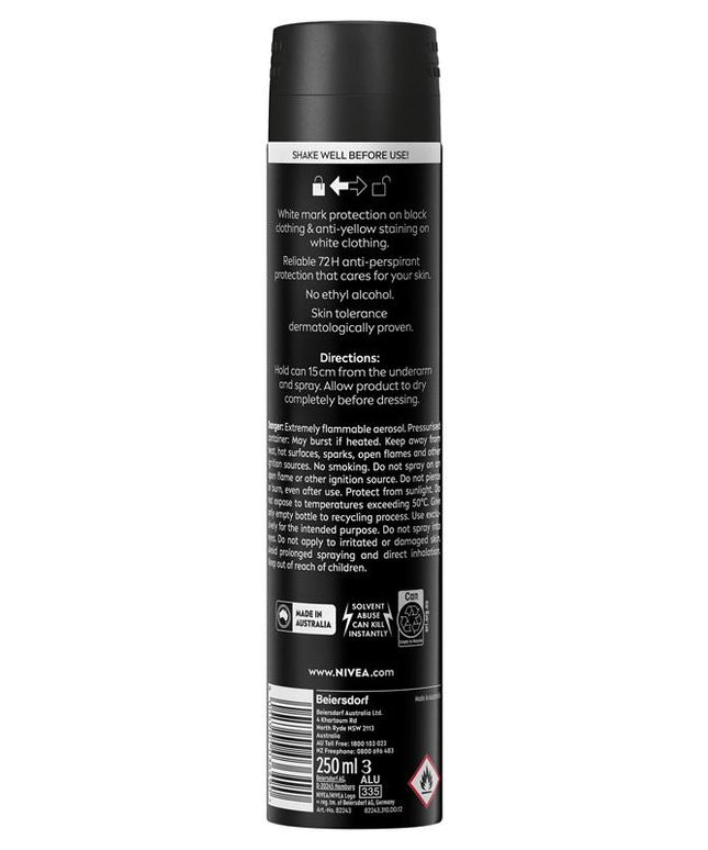 NIVEA MEN Black & White Power Aerosol Deodorant 72H Protection 250ml