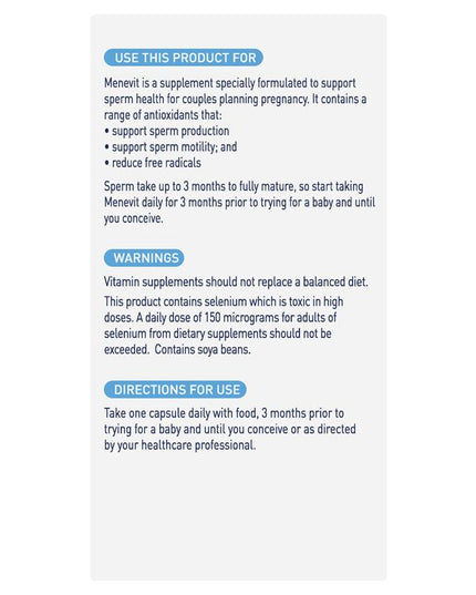 Menevit 90 Capsules NEW
