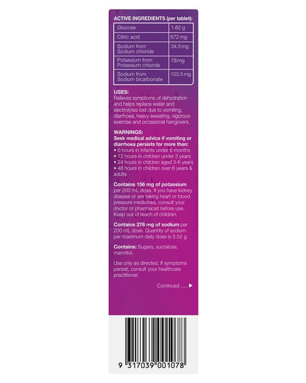 Hydralyte Electrolyte Effervescent Apple Blackcurrant 20 Tablets