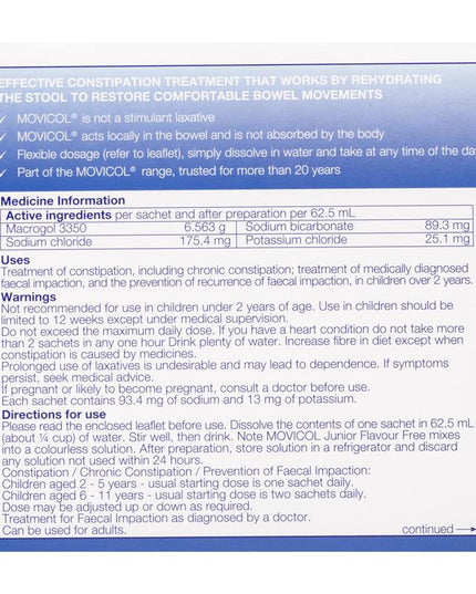 Movicol Junior Flavour Free 30 Sachets