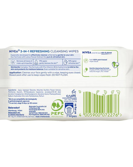 NIVEA Daily Essentials Refreshing Face Wipes 7pk