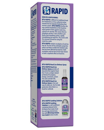KP24 Rapid 10 Minute Head Lice/Nit Solution 250ml with Comb Family Pack