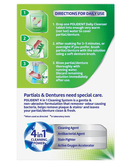 Polident Denture Cleanser Fresh Active Tablets 36