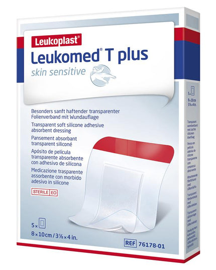 Leukomed T Plus Skin Sensitive Transparent 8cm x 10cm 5 Pack