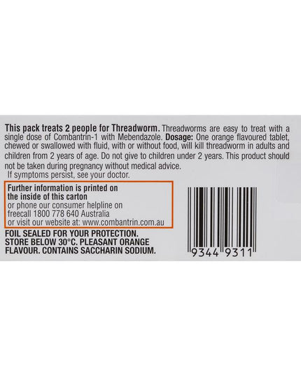 Combantrin -1 Threadworm Tablets 2 Pack