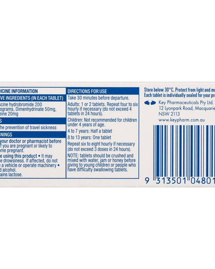 Travacalm Travel Sickness Original 10 Tablets