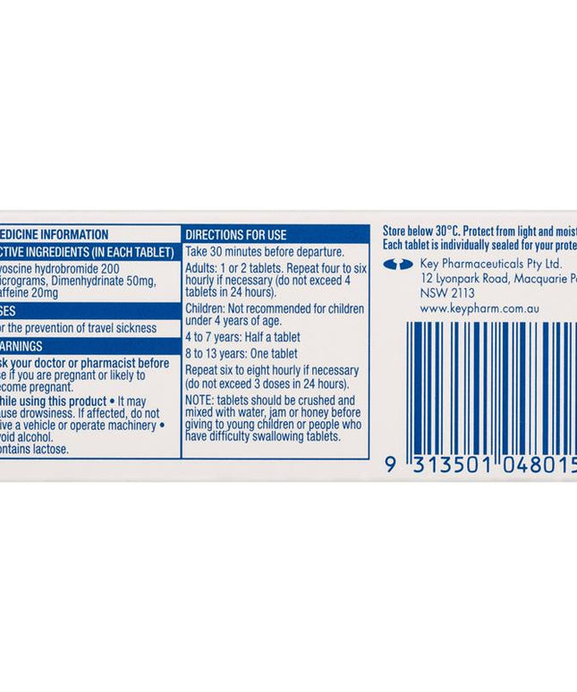 Travacalm Travel Sickness Original 10 Tablets