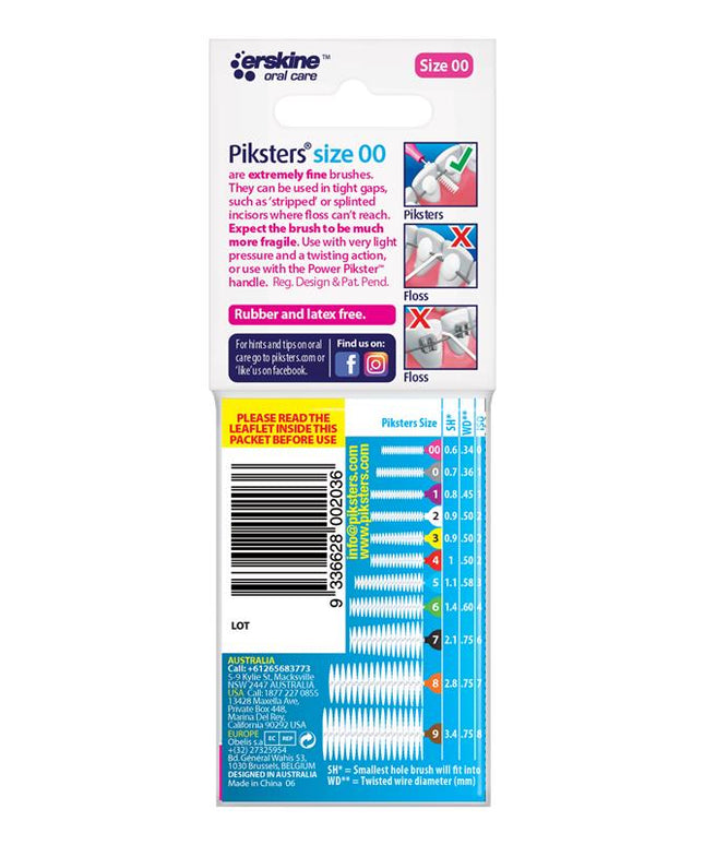 Piksters Interdental Brushes Size 00 Pink 10 Pack