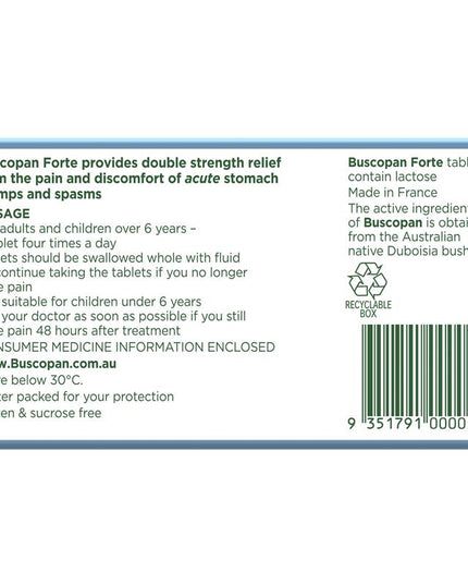 Buscopan Forte Stomach Cramps Pain Relief 20mg Tablets 10 Pack