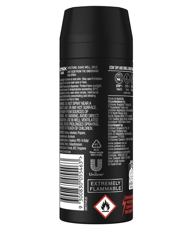 Lynx Deodorant Antiperspirant Black 165ml