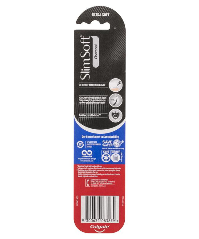 Colgate SlimSoft Charcoal Toothbrush Soft with charcoal infused bristles