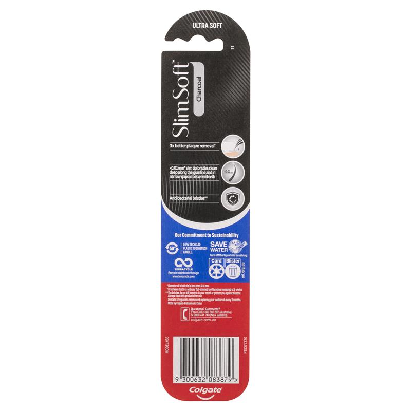 Colgate SlimSoft Charcoal Toothbrush Soft with charcoal infused bristles