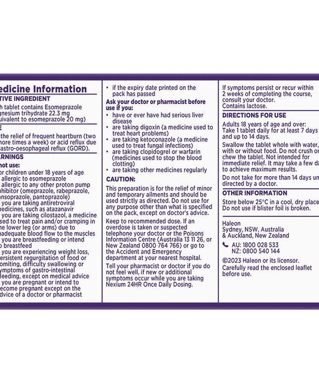 Nexium 24hr 20mg Tablets 14