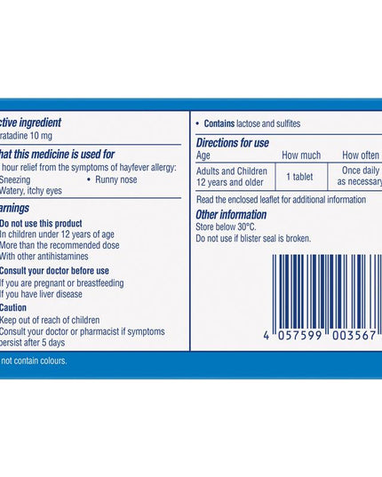 Claratyne Allergy Hayfever Relief Antihistamine Tablets 10 pack