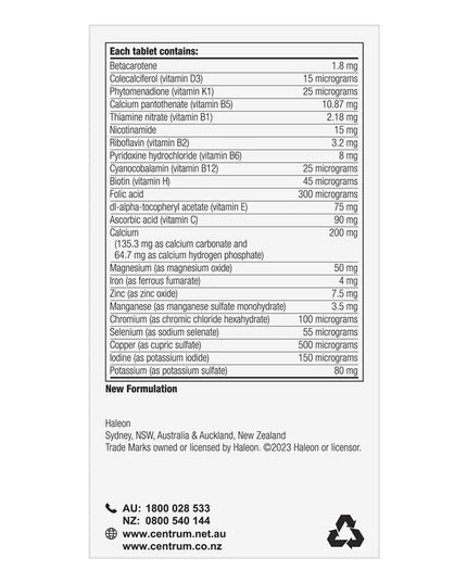 Centrum Advance Multivitamin 50+ 100 Tablets