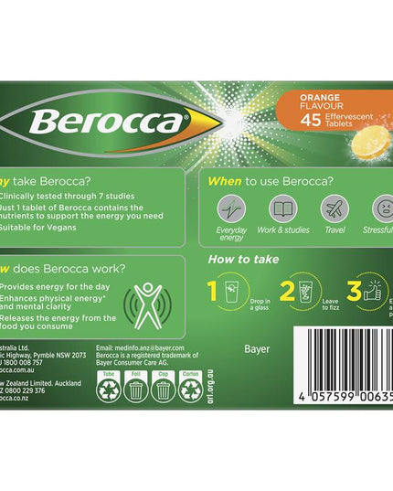 Berocca Energy Orange 45 Effervescent Tablets