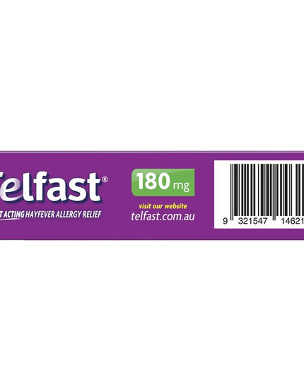 Telfast Hayfever Allergy Relief 180mg Antihistamine Tablets Non-Drowsy - 30 Pack