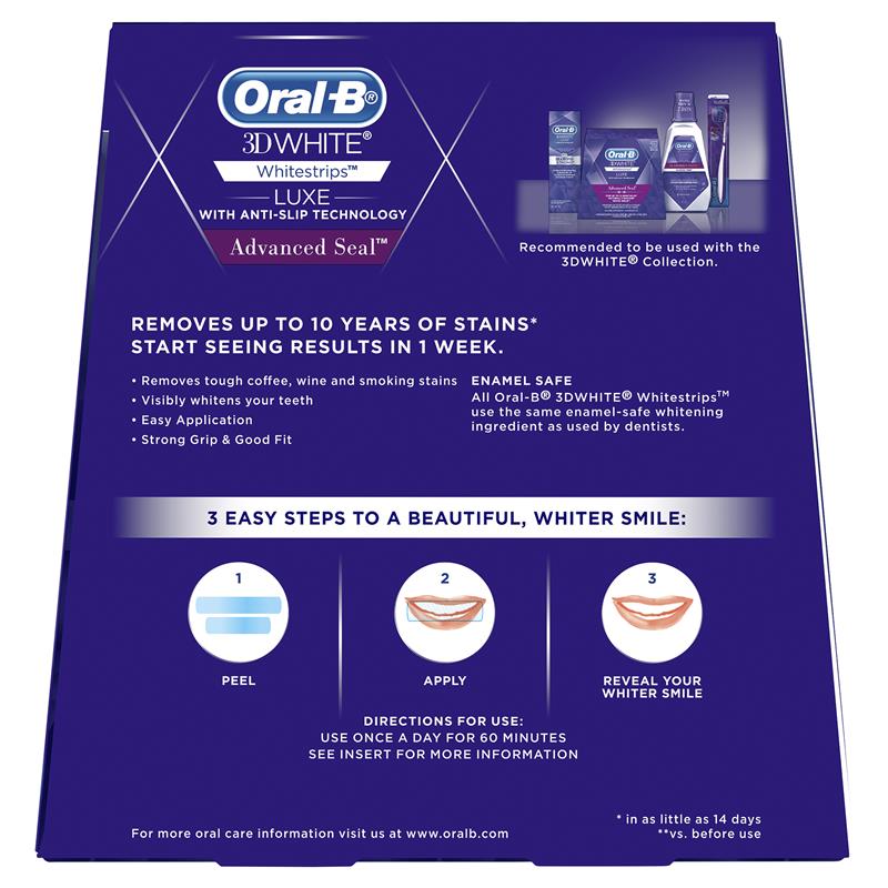 Oral B 3D White Luxe Advanced Seal 14 Teeth Whitening Treatments