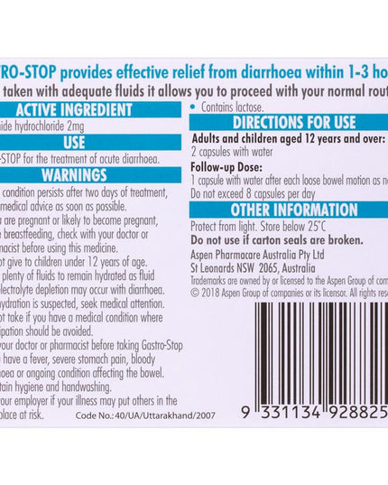 GastroStop 2mg 12 Capsules